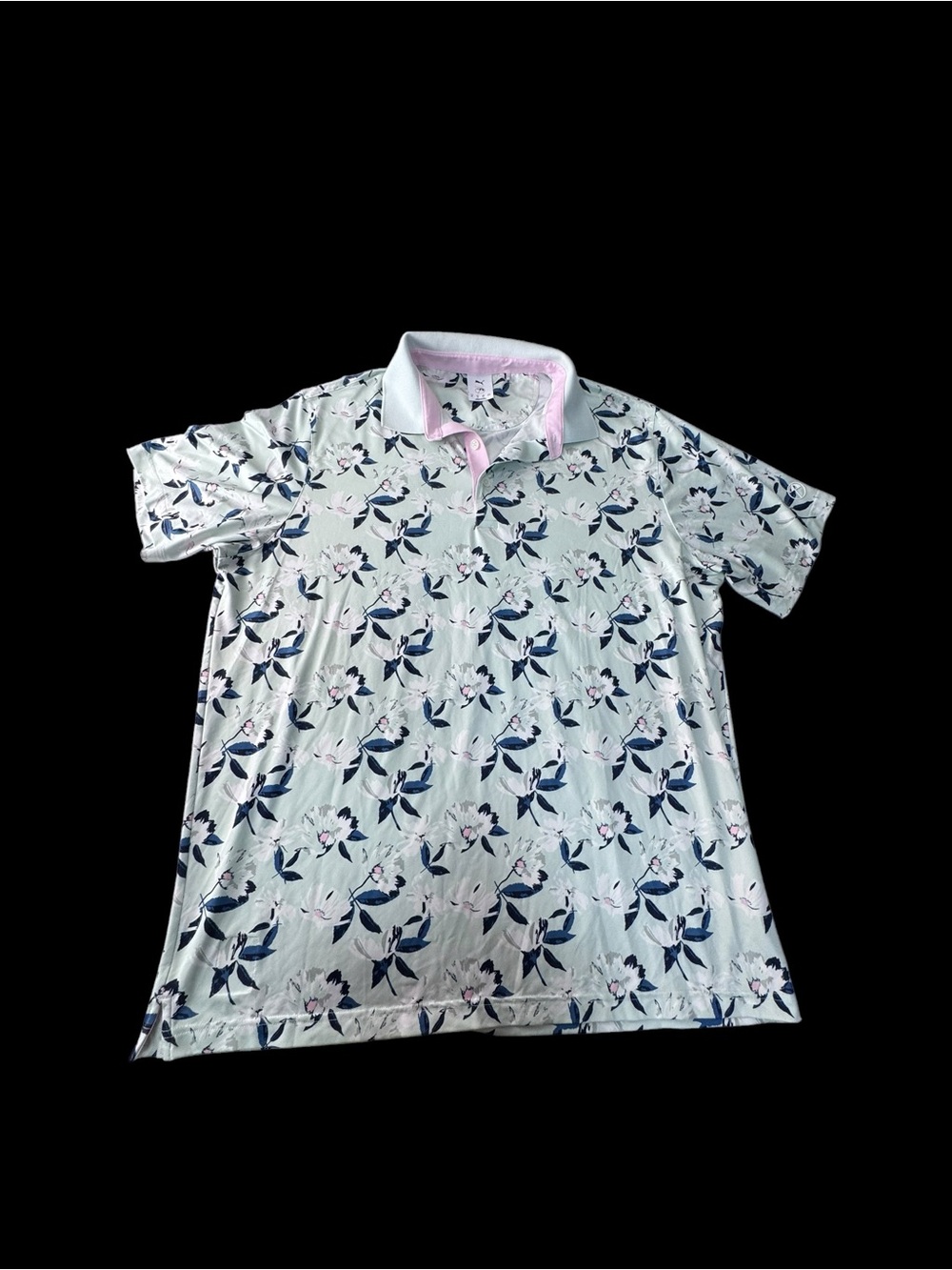 Puma Floral Short Sleeve Polo Shirt Mint, Navy & Pink XL